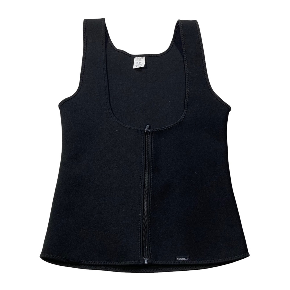 Formfit shape wear with front zipper closure. Black. Size large